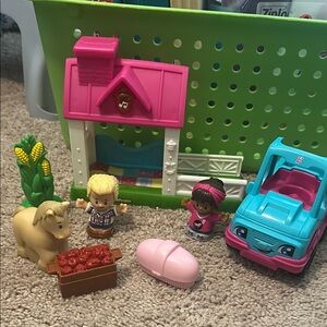 Barbie Little People Pink Farm Playset with Blue Truck
